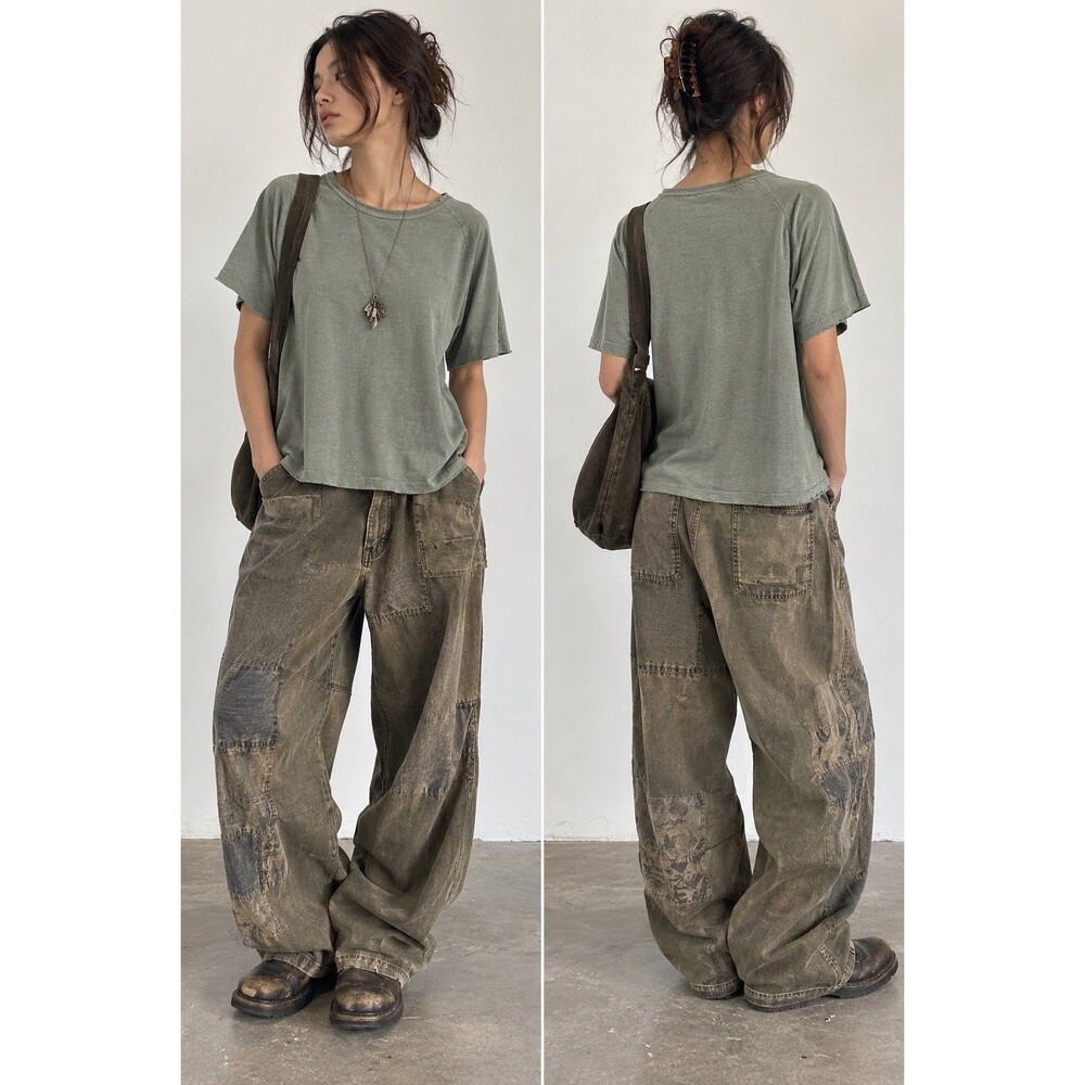 Le Bon Shoppe Distressed Organic Cotton Tee L Sage Green Made USA Avant Garde